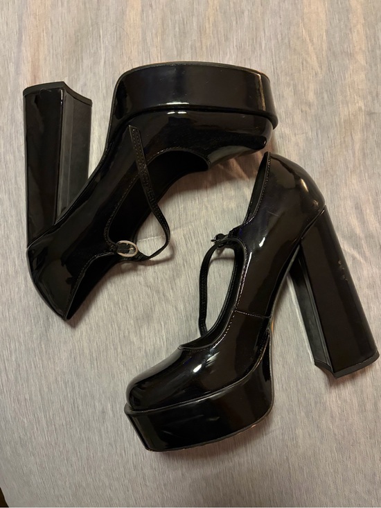 Aldo Shoes - Black Patent Platform Mary Jane Heels - Women's High Block Heel Pumps - Aldo